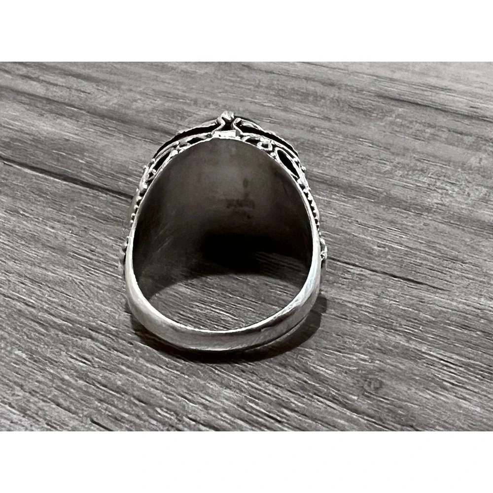 Vintage 1990's Black Onyx Poison Ring Sterling Silver Locket Ring sz 6.5